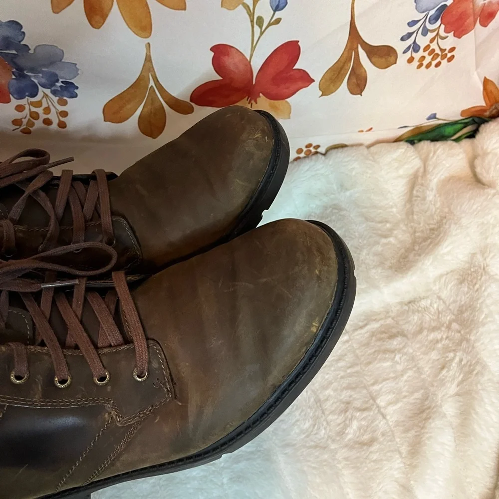 Rockport Mens 10.5M Dark Brown Leather Storm Surge Plain Toe Work A13715 Boots